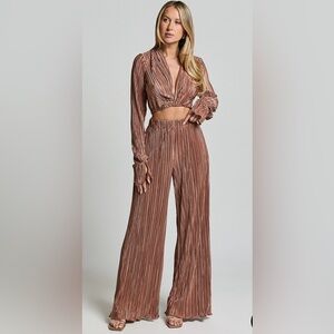 NWT Showpo Aluna Two-Piece Set In Chocolate Brown size 4